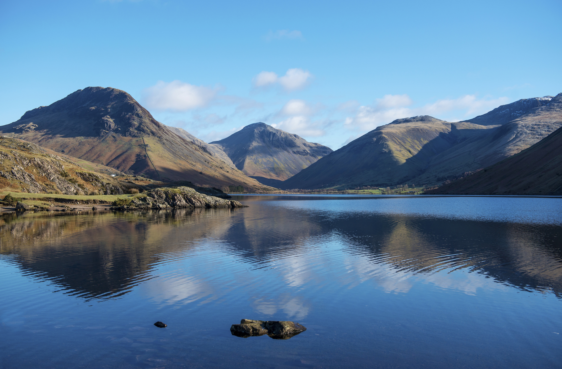 Often described as 'Britain's Favourite View" these are the mountains at Wasdale Head looking across Wast Water, England's deepest lake. The hills in view are Yewbarrow, Great Gable, Lingmell and Scafell Pike on the right.
